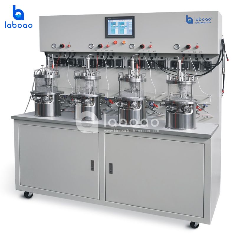 In Situ Sterilization Magnetic Mixing Quadruple Glass Fermenter